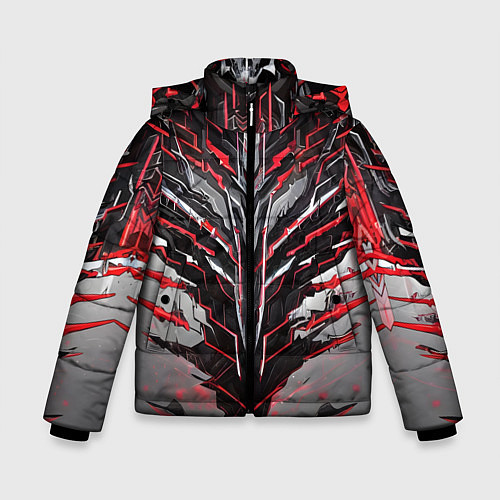 Зимняя куртка для мальчика Киберпанк доспех красный / 3D-Черный – фото 1