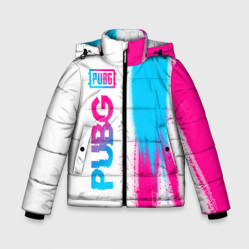 Зимняя куртка для мальчика PUBG neon gradient style по-вертикали / 3D-Черный – фото 1