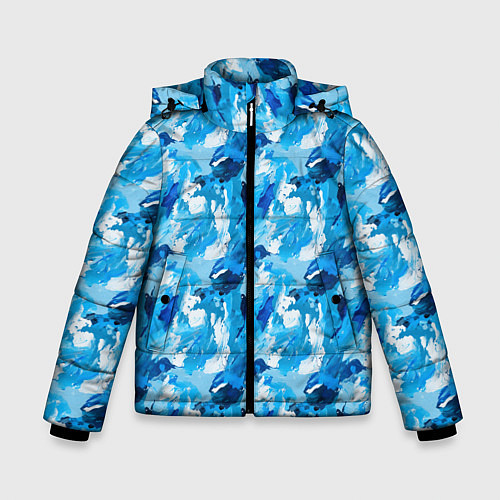 Зимняя куртка для мальчика Всплеск акварели / 3D-Светло-серый – фото 1