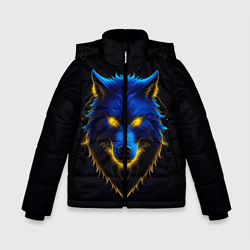Зимняя куртка для мальчика Синий хищник / 3D-Черный – фото 1