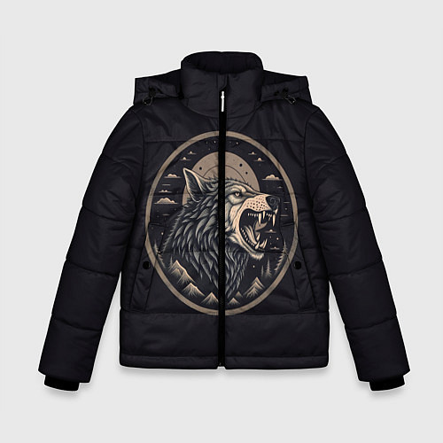 Зимняя куртка для мальчика Волк хищник / 3D-Черный – фото 1