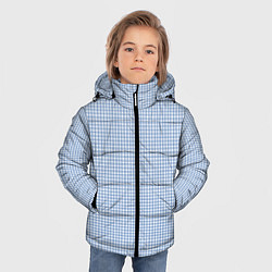 Куртка зимняя для мальчика Клеточка голубая с белым, цвет: 3D-светло-серый — фото 2