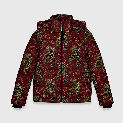 Зимняя куртка для мальчика Азиатский стиль дракона / 3D-Черный – фото 1
