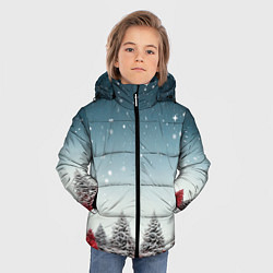 Куртка зимняя для мальчика Волшебство зимней природы иней на деревьях, цвет: 3D-черный — фото 2