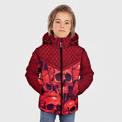 Куртка зимняя для мальчика Расплавленные красные черепа, цвет: 3D-светло-серый — фото 2