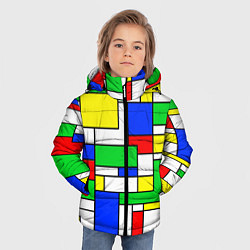 Куртка зимняя для мальчика Геометрический жёлто-сине-красный, цвет: 3D-красный — фото 2