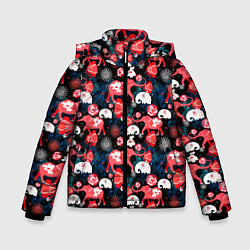 Куртка зимняя для мальчика Красные слоны, цвет: 3D-черный