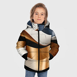 Куртка зимняя для мальчика Золотистые вставки абстракции, цвет: 3D-красный — фото 2