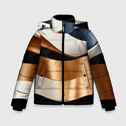Куртка зимняя для мальчика Золотистые вставки абстракции, цвет: 3D-черный