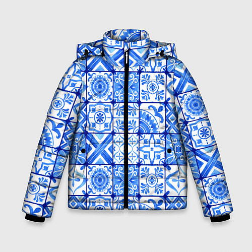 Зимняя куртка для мальчика Голубая плитка из кухни / 3D-Красный – фото 1