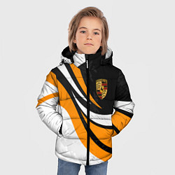 Куртка зимняя для мальчика Porsche - Оранжевая абстракция, цвет: 3D-светло-серый — фото 2