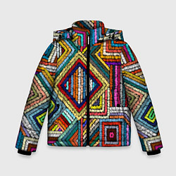 Куртка зимняя для мальчика Этнический узор вышивка, цвет: 3D-красный