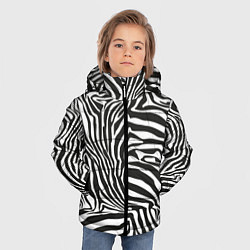 Куртка зимняя для мальчика Шкура зебры черно - белая графика, цвет: 3D-черный — фото 2