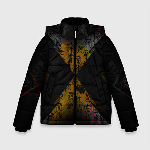Зимняя куртка для мальчика Японские иероглифы текстуры / 3D-Черный – фото 1