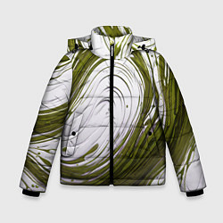 Куртка зимняя для мальчика Бело-зеленая краска, цвет: 3D-черный