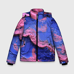 Куртка зимняя для мальчика Розовая пена на синей краске, цвет: 3D-черный