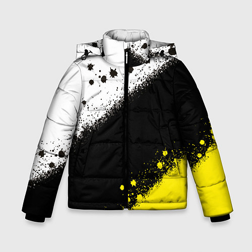 Зимняя куртка для мальчика Брызги желто-черных красок / 3D-Черный – фото 1