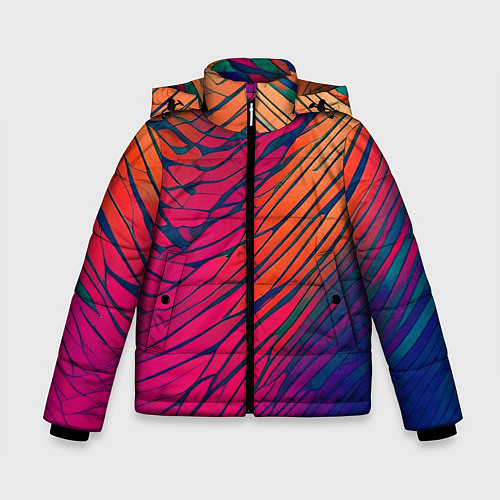 Зимняя куртка для мальчика Буйство красок акварелика / 3D-Черный – фото 1