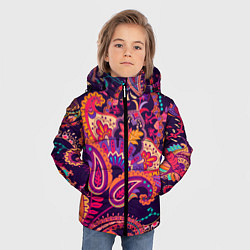 Куртка зимняя для мальчика Индийские этнические узоры, цвет: 3D-черный — фото 2