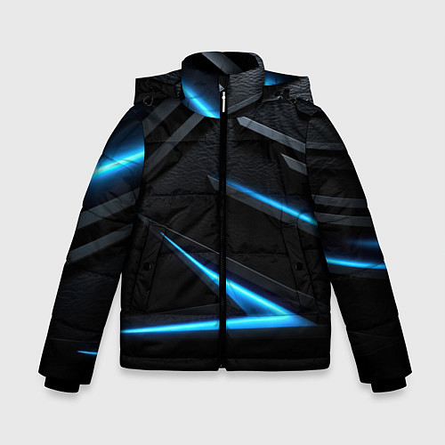 Зимняя куртка для мальчика Черный и синий фон с абстракцией / 3D-Красный – фото 1