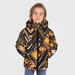 Куртка зимняя для мальчика Жёлтые ромбы и линии, цвет: 3D-светло-серый — фото 2