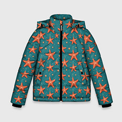 Куртка зимняя для мальчика Морские звезды тоже хотят на ёлку, цвет: 3D-красный