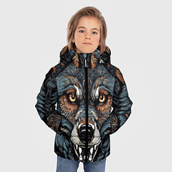 Куртка зимняя для мальчика Дикий волк с узорами, цвет: 3D-черный — фото 2