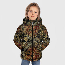 Куртка зимняя для мальчика Золотые узоры пейсли, цвет: 3D-черный — фото 2