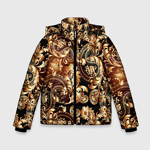 Зимняя куртка для мальчика Пейсли золотые узоры / 3D-Черный – фото 1