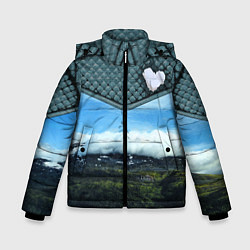 Куртка зимняя для мальчика Облачные сердца, цвет: 3D-черный