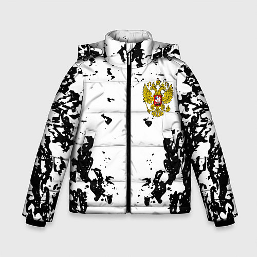 Зимняя куртка для мальчика Герб РФ краски черные / 3D-Светло-серый – фото 1