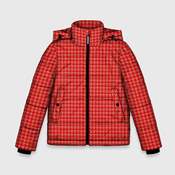 Куртка зимняя для мальчика Мелкие снежинки паттерн красный, цвет: 3D-красный