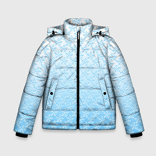 Зимняя куртка для мальчика Переливающиеся снежинки паттерн / 3D-Светло-серый – фото 1
