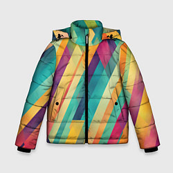 Куртка зимняя для мальчика Цветные диагональные полосы, цвет: 3D-светло-серый