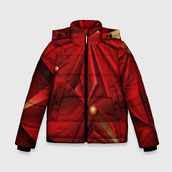 Куртка зимняя для мальчика Красный материал со складками, цвет: 3D-черный