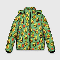 Куртка зимняя для мальчика Авокадо и сердечки, цвет: 3D-черный