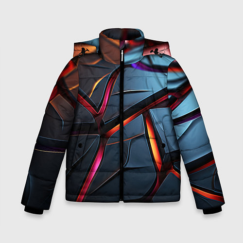 Зимняя куртка для мальчика Разлом синих плит абстракт / 3D-Черный – фото 1