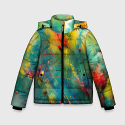 Куртка зимняя для мальчика Абстрактные мазки краски, цвет: 3D-черный