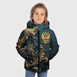 Куртка зимняя для мальчика Герб России и бирюзовый фон, цвет: 3D-красный — фото 2