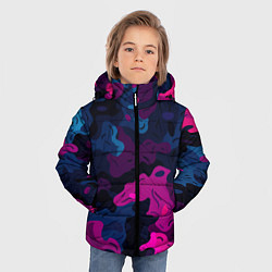 Куртка зимняя для мальчика Синий и фиолетовый абстрактный камуфляж, цвет: 3D-черный — фото 2