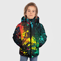 Куртка зимняя для мальчика Яркие разноцветные абстрактные листья, цвет: 3D-светло-серый — фото 2