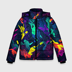 Куртка зимняя для мальчика Яркая абстракция в стиле камуфляжа, цвет: 3D-черный