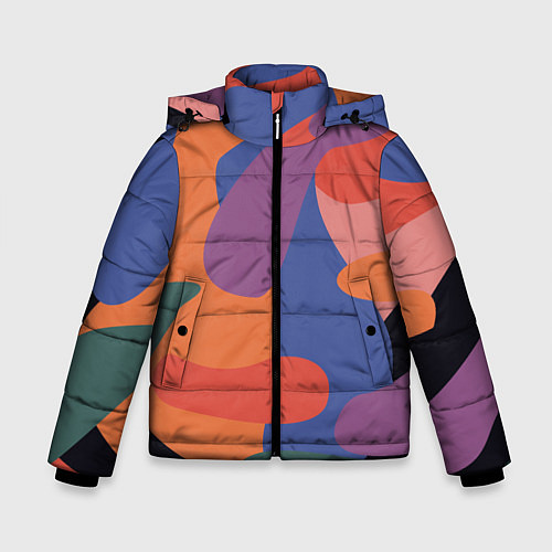 Зимняя куртка для мальчика Цветные кляксы / 3D-Черный – фото 1