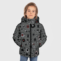 Куртка зимняя для мальчика Серый цвет: глазики-косоглазики, цвет: 3D-красный — фото 2