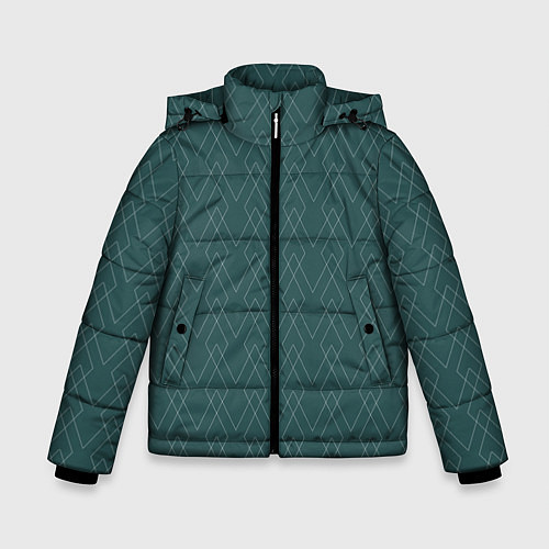 Зимняя куртка для мальчика Зелёный геометричные линии / 3D-Светло-серый – фото 1
