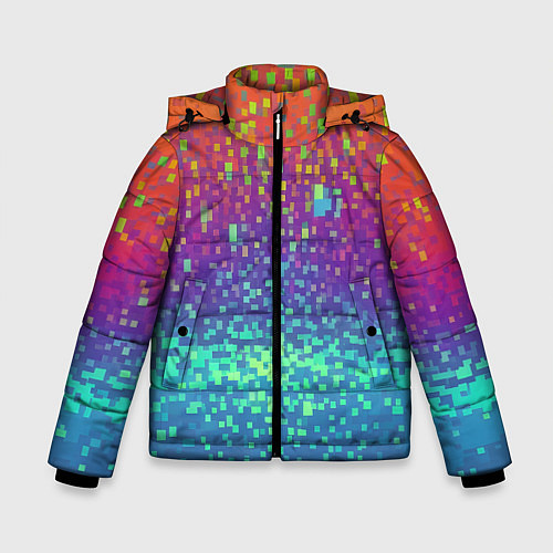 Зимняя куртка для мальчика Разноцветные пиксели / 3D-Светло-серый – фото 1
