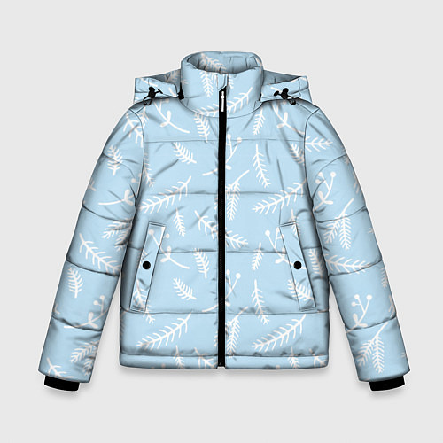 Зимняя куртка для мальчика Нежный новогодний узор / 3D-Светло-серый – фото 1