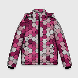 Зимняя куртка для мальчика Камуфляж гексагон розовый