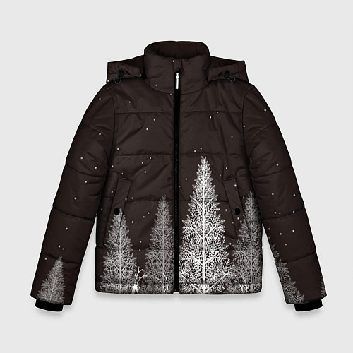 Зимняя куртка для мальчика Олени в лесу / 3D-Светло-серый – фото 1