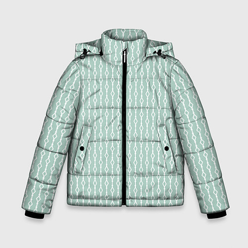 Зимняя куртка для мальчика Белый узор на бледно-зелёном / 3D-Светло-серый – фото 1